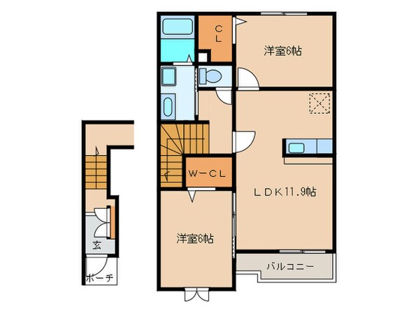 プラシ－ドＢの物件間取画像